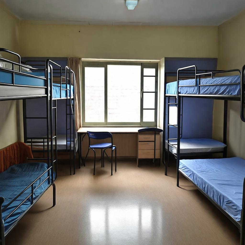 Bên trong một phòng ở sạch sẽ và cơ bản tại Ký túc xá Đại học Giao thông Vận tải cơ sở 3 Gò Vấp